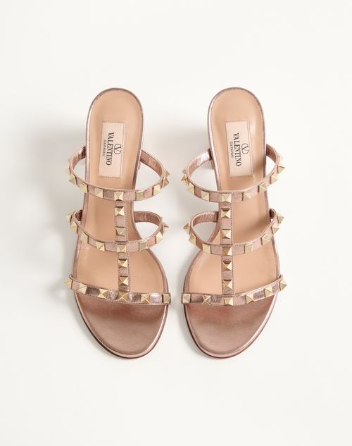 Valentino Garavani - Rockstud Slide Sandal In Laminated Nappa Leather 60mm - Rose Cannelle - Woman - Sandals